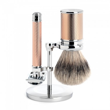 Set cu aparat de ras clasic Safety Razor R89 Rosegold